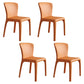 Matte Finish Solid Back Chair for Dining Room Faux Leather Contemporary Dining Chair Orange Armless 4 Piece Set Clearhalo 'Dining Chairs' 'Dining Tables & Seating' 'dining_chair' 'furn' 'furn_dining_chair' 'Furniture' 'Kitchen & Dining Furniture' 5971123