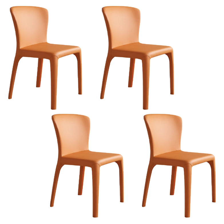 Matte Finish Solid Back Chair for Dining Room Faux Leather Contemporary Dining Chair Orange Armless 4 Piece Set Clearhalo 'Dining Chairs' 'Dining Tables & Seating' 'dining_chair' 'furn' 'furn_dining_chair' 'Furniture' 'Kitchen & Dining Furniture' 5971123