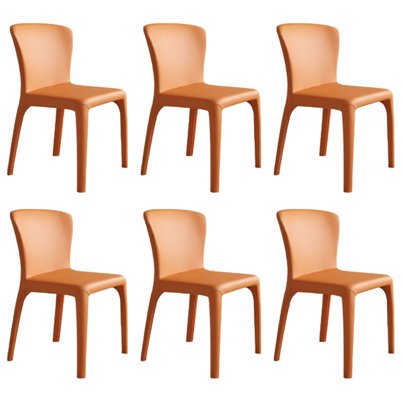 Matte Finish Solid Back Chair for Dining Room Faux Leather Contemporary Dining Chair Orange Armless 6 Piece Set Clearhalo 'Dining Chairs' 'Dining Tables & Seating' 'dining_chair' 'furn' 'furn_dining_chair' 'Furniture' 'Kitchen & Dining Furniture' 5971126