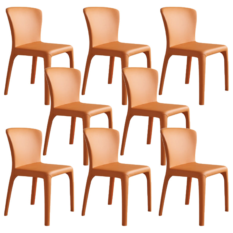 Matte Finish Solid Back Chair for Dining Room Faux Leather Contemporary Dining Chair Orange Armless 8 Piece Set Clearhalo 'Dining Chairs' 'Dining Tables & Seating' 'dining_chair' 'furn' 'furn_dining_chair' 'Furniture' 'Kitchen & Dining Furniture' 5971128