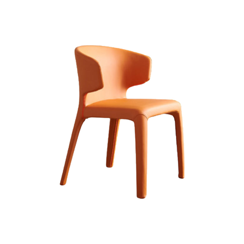 Matte Finish Solid Back Chair for Dining Room Faux Leather Contemporary Dining Chair Orange With Arms 1 Piece Clearhalo 'Dining Chairs' 'Dining Tables & Seating' 'dining_chair' 'furn' 'furn_dining_chair' 'Furniture' 'Kitchen & Dining Furniture' 5971130