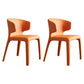 Matte Finish Solid Back Chair for Dining Room Faux Leather Contemporary Dining Chair Orange With Arms 2 Piece Set Clearhalo 'Dining Chairs' 'Dining Tables & Seating' 'dining_chair' 'furn' 'furn_dining_chair' 'Furniture' 'Kitchen & Dining Furniture' 5971131