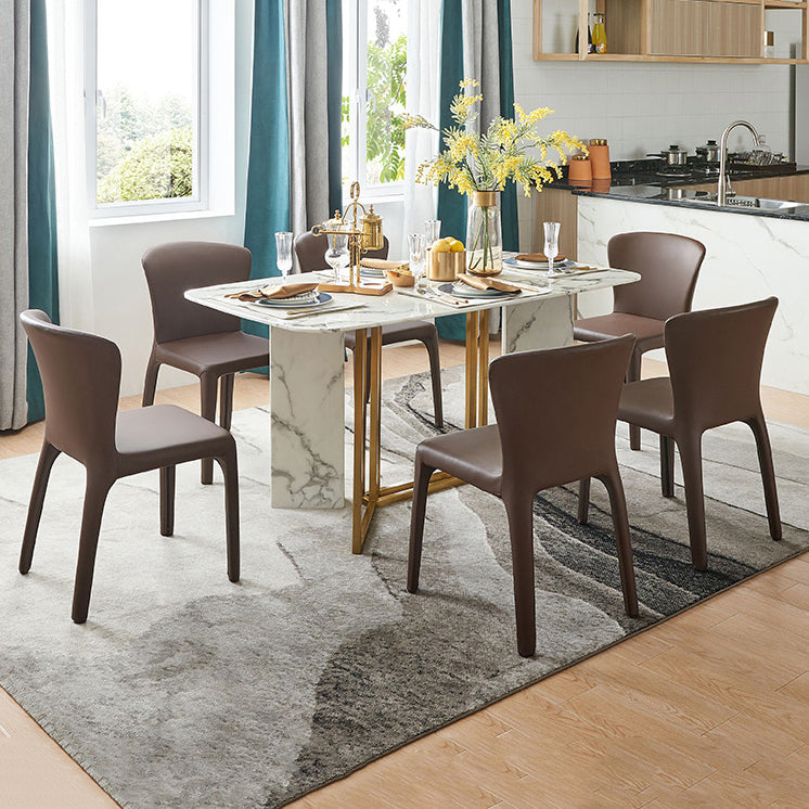 Matte Finish Solid Back Chair for Dining Room Faux Leather Contemporary Dining Chair Clearhalo 'Dining Chairs' 'Dining Tables & Seating' 'dining_chair' 'furn' 'furn_dining_chair' 'Furniture' 'Kitchen & Dining Furniture' 5971135