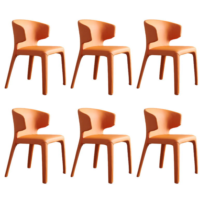 Matte Finish Solid Back Chair for Dining Room Faux Leather Contemporary Dining Chair Orange With Arms 6 Piece Set Clearhalo 'Dining Chairs' 'Dining Tables & Seating' 'dining_chair' 'furn' 'furn_dining_chair' 'Furniture' 'Kitchen & Dining Furniture' 5971136