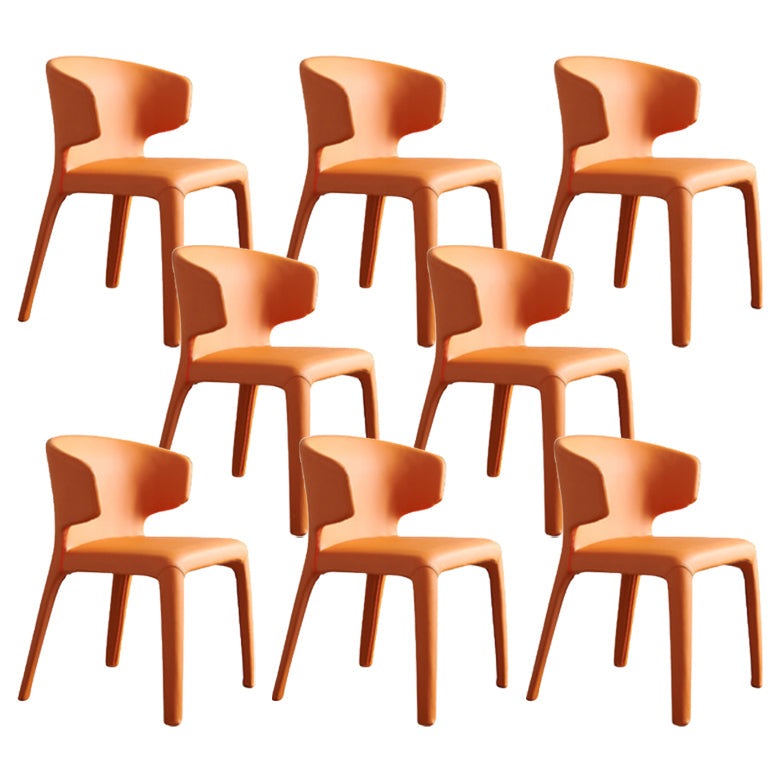 Matte Finish Solid Back Chair for Dining Room Faux Leather Contemporary Dining Chair Orange With Arms 8 Piece Set Clearhalo 'Dining Chairs' 'Dining Tables & Seating' 'dining_chair' 'furn' 'furn_dining_chair' 'Furniture' 'Kitchen & Dining Furniture' 5971138
