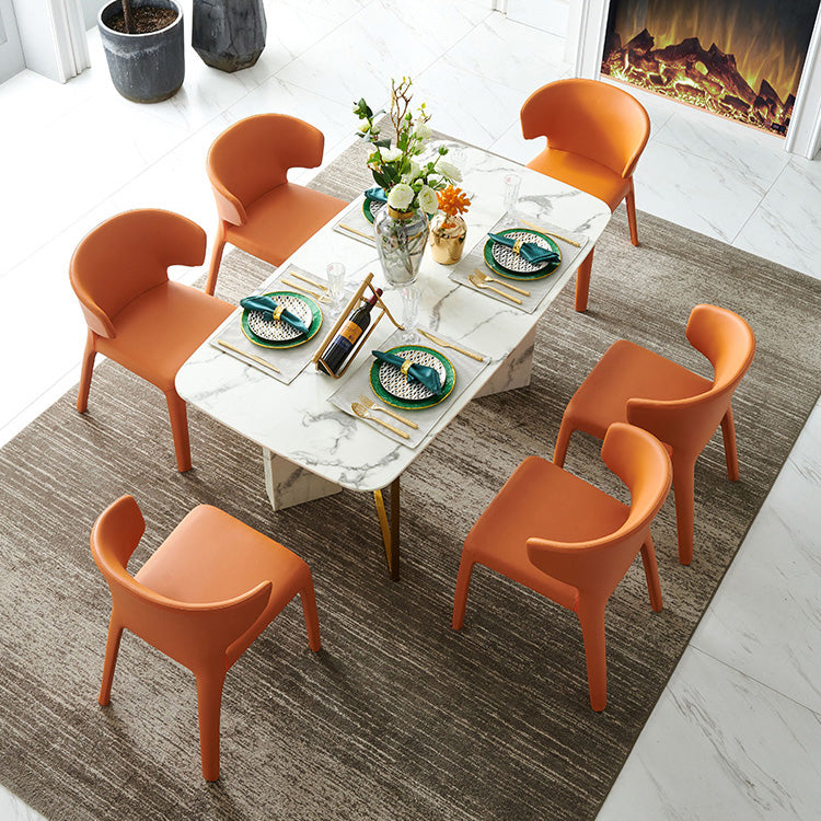 Matte Finish Solid Back Chair for Dining Room Faux Leather Contemporary Dining Chair Clearhalo 'Dining Chairs' 'Dining Tables & Seating' 'dining_chair' 'furn' 'furn_dining_chair' 'Furniture' 'Kitchen & Dining Furniture' 5971139