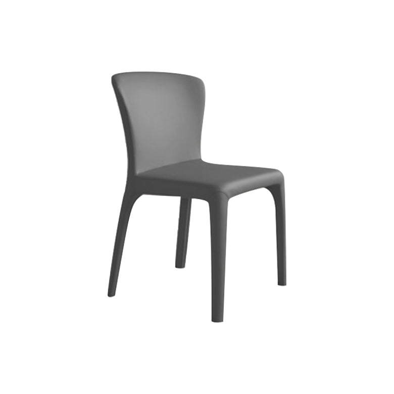 Matte Finish Solid Back Chair for Dining Room Faux Leather Contemporary Dining Chair Dark Gray Armless 1 Piece Clearhalo 'Dining Chairs' 'Dining Tables & Seating' 'dining_chair' 'furn' 'furn_dining_chair' 'Furniture' 'Kitchen & Dining Furniture' 5971140