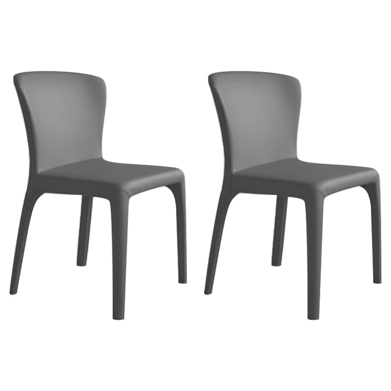 Matte Finish Solid Back Chair for Dining Room Faux Leather Contemporary Dining Chair Dark Gray Armless 2 Piece Set Clearhalo 'Dining Chairs' 'Dining Tables & Seating' 'dining_chair' 'furn' 'furn_dining_chair' 'Furniture' 'Kitchen & Dining Furniture' 5971142