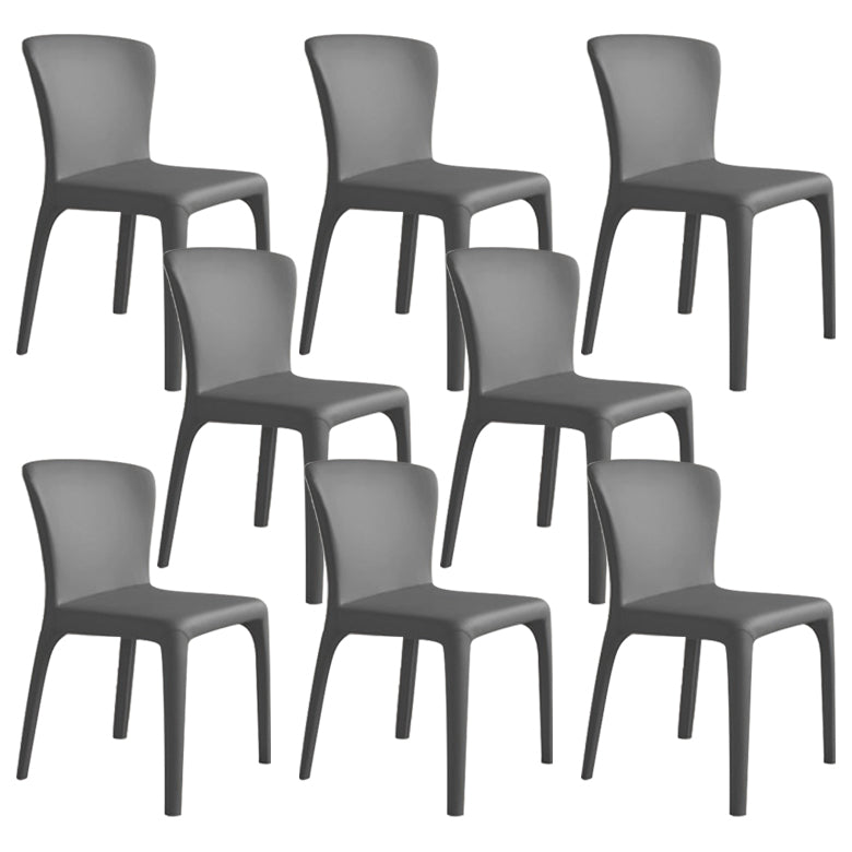 Matte Finish Solid Back Chair for Dining Room Faux Leather Contemporary Dining Chair Dark Gray Armless 8 Piece Set Clearhalo 'Dining Chairs' 'Dining Tables & Seating' 'dining_chair' 'furn' 'furn_dining_chair' 'Furniture' 'Kitchen & Dining Furniture' 5971145