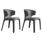 Matte Finish Solid Back Chair for Dining Room Faux Leather Contemporary Dining Chair Dark Gray With Arms 2 Piece Set Clearhalo 'Dining Chairs' 'Dining Tables & Seating' 'dining_chair' 'furn' 'furn_dining_chair' 'Furniture' 'Kitchen & Dining Furniture' 5971147