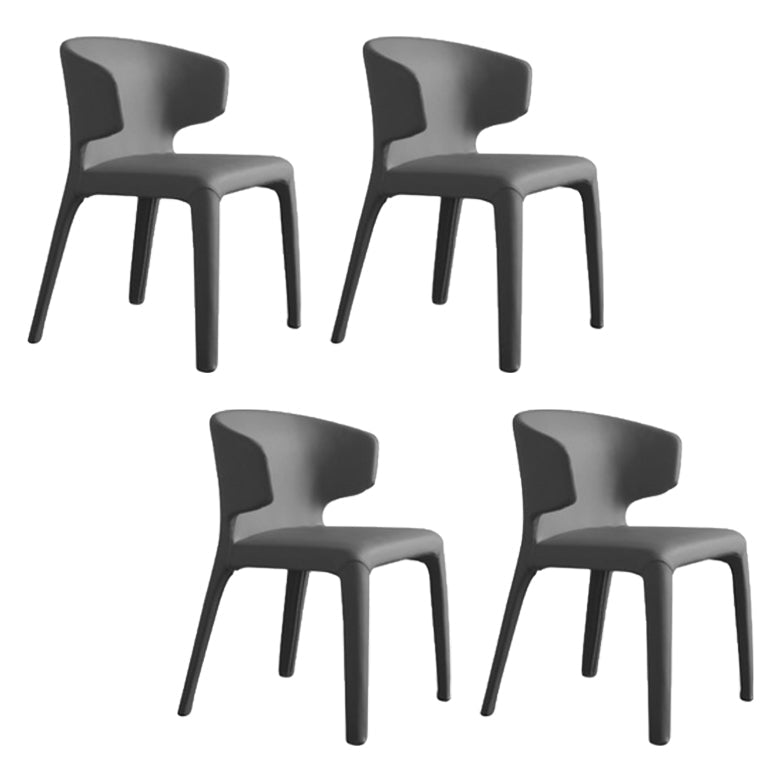 Matte Finish Solid Back Chair for Dining Room Faux Leather Contemporary Dining Chair Dark Gray With Arms 4 Piece Set Clearhalo 'Dining Chairs' 'Dining Tables & Seating' 'dining_chair' 'furn' 'furn_dining_chair' 'Furniture' 'Kitchen & Dining Furniture' 5971148