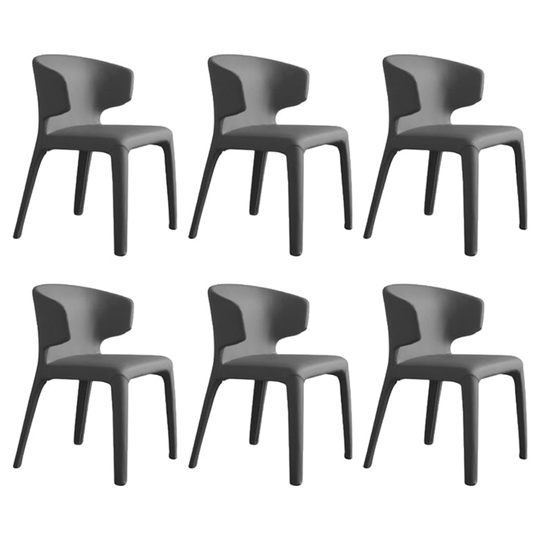 Matte Finish Solid Back Chair for Dining Room Faux Leather Contemporary Dining Chair Dark Gray With Arms 6 Piece Set Clearhalo 'Dining Chairs' 'Dining Tables & Seating' 'dining_chair' 'furn' 'furn_dining_chair' 'Furniture' 'Kitchen & Dining Furniture' 5971149