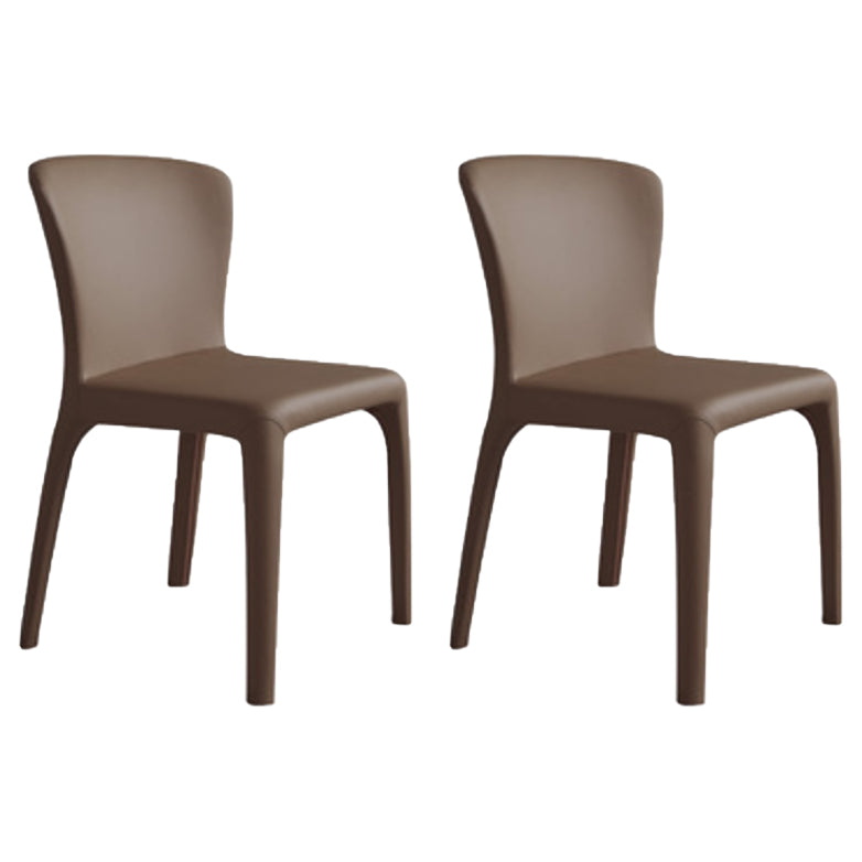 Matte Finish Solid Back Chair for Dining Room Faux Leather Contemporary Dining Chair Coffee Armless 2 Piece Set Clearhalo 'Dining Chairs' 'Dining Tables & Seating' 'dining_chair' 'furn' 'furn_dining_chair' 'Furniture' 'Kitchen & Dining Furniture' 5971152