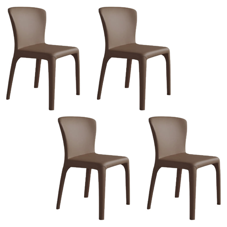 Matte Finish Solid Back Chair for Dining Room Faux Leather Contemporary Dining Chair Coffee Armless 4 Piece Set Clearhalo 'Dining Chairs' 'Dining Tables & Seating' 'dining_chair' 'furn' 'furn_dining_chair' 'Furniture' 'Kitchen & Dining Furniture' 5971153
