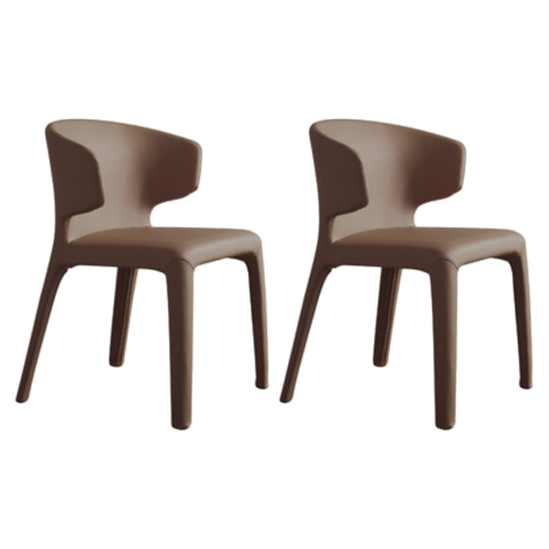 Matte Finish Solid Back Chair for Dining Room Faux Leather Contemporary Dining Chair Coffee With Arms 2 Piece Set Clearhalo 'Dining Chairs' 'Dining Tables & Seating' 'dining_chair' 'furn' 'furn_dining_chair' 'Furniture' 'Kitchen & Dining Furniture' 5971156