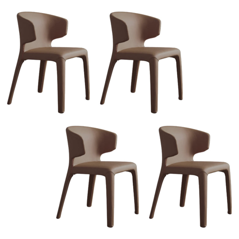 Matte Finish Solid Back Chair for Dining Room Faux Leather Contemporary Dining Chair Coffee With Arms 4 Piece Set Clearhalo 'Dining Chairs' 'Dining Tables & Seating' 'dining_chair' 'furn' 'furn_dining_chair' 'Furniture' 'Kitchen & Dining Furniture' 5971157