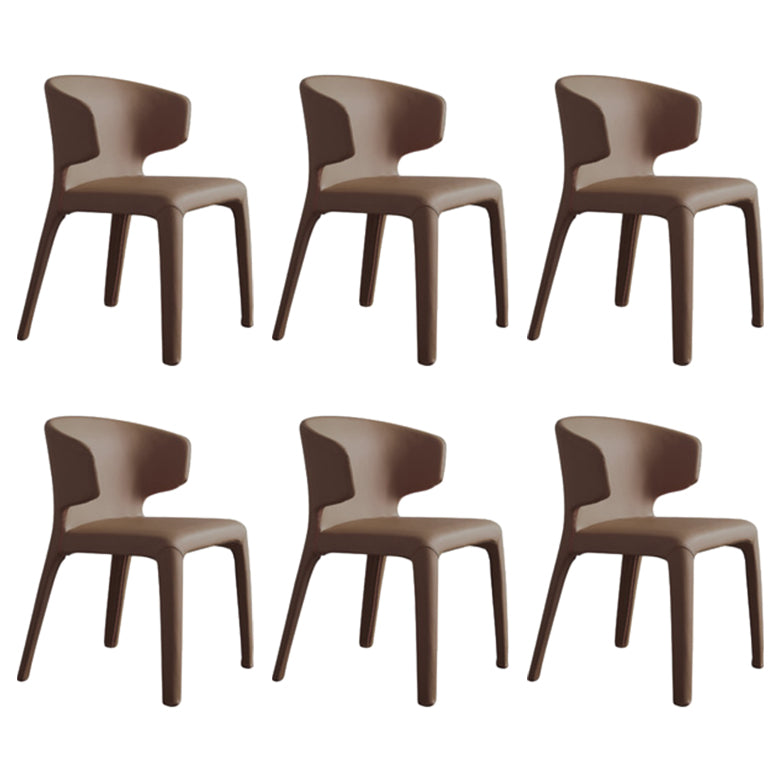 Matte Finish Solid Back Chair for Dining Room Faux Leather Contemporary Dining Chair Coffee With Arms 6 Piece Set Clearhalo 'Dining Chairs' 'Dining Tables & Seating' 'dining_chair' 'furn' 'furn_dining_chair' 'Furniture' 'Kitchen & Dining Furniture' 5971158