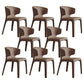 Matte Finish Solid Back Chair for Dining Room Faux Leather Contemporary Dining Chair Coffee With Arms 8 Piece Set Clearhalo 'Dining Chairs' 'Dining Tables & Seating' 'dining_chair' 'furn' 'furn_dining_chair' 'Furniture' 'Kitchen & Dining Furniture' 5971159