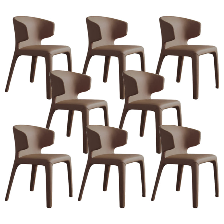 Matte Finish Solid Back Chair for Dining Room Faux Leather Contemporary Dining Chair Coffee With Arms 8 Piece Set Clearhalo 'Dining Chairs' 'Dining Tables & Seating' 'dining_chair' 'furn' 'furn_dining_chair' 'Furniture' 'Kitchen & Dining Furniture' 5971159