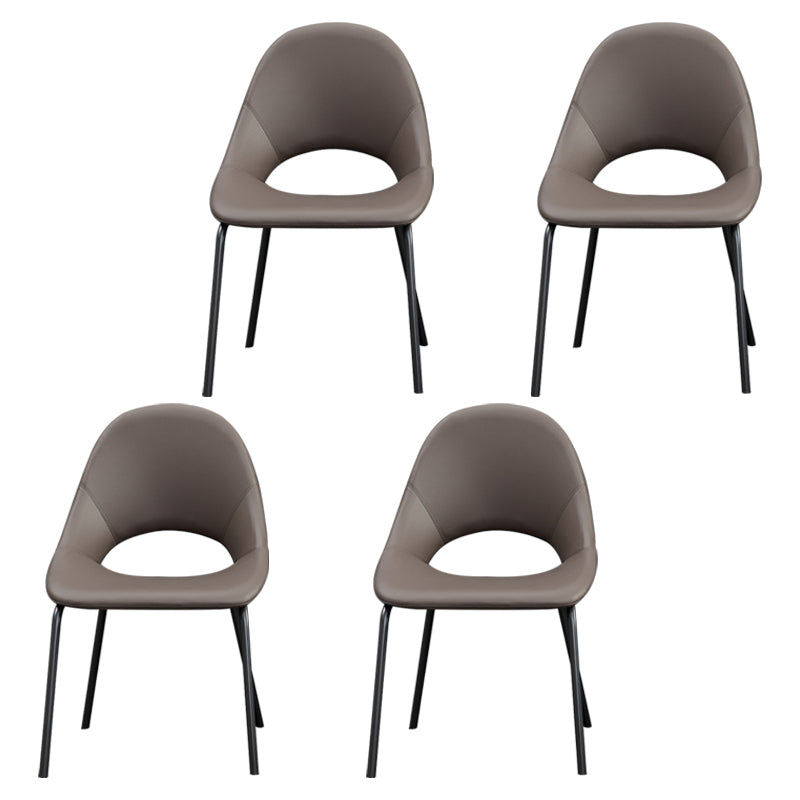 Industrial Dining Chair with Metal Legs Open Back Side Chair for Home Brown 4 Piece Set Clearhalo 'Dining Chairs' 'Dining Tables & Seating' 'dining_chair' 'furn' 'furn_dining_chair' 'Furniture' 'Kitchen & Dining Furniture' 5971190