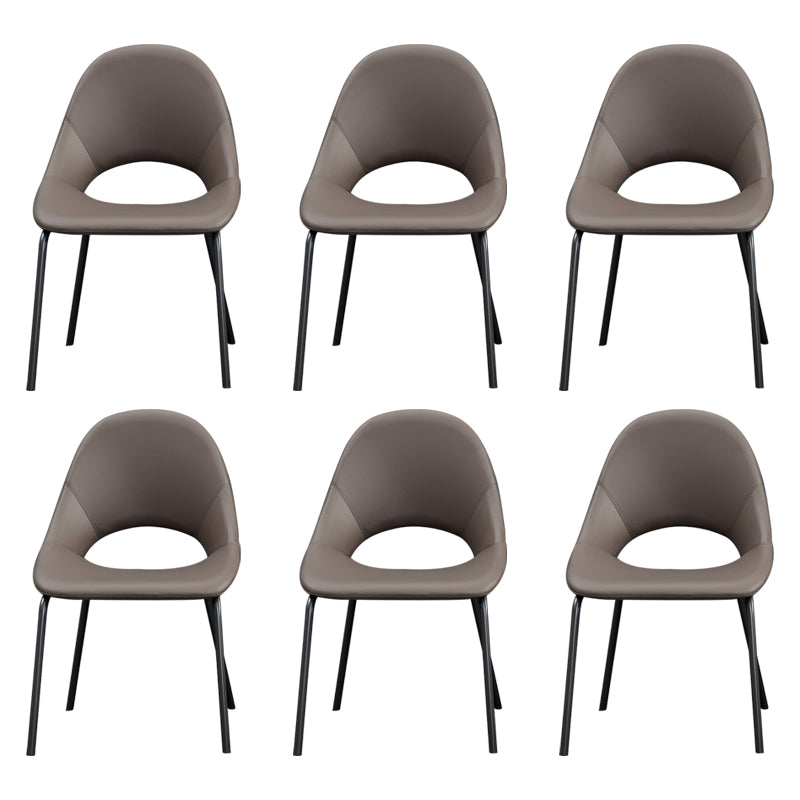 Industrial Dining Chair with Metal Legs Open Back Side Chair for Home Brown 6 Piece Set Clearhalo 'Dining Chairs' 'Dining Tables & Seating' 'dining_chair' 'furn' 'furn_dining_chair' 'Furniture' 'Kitchen & Dining Furniture' 5971193