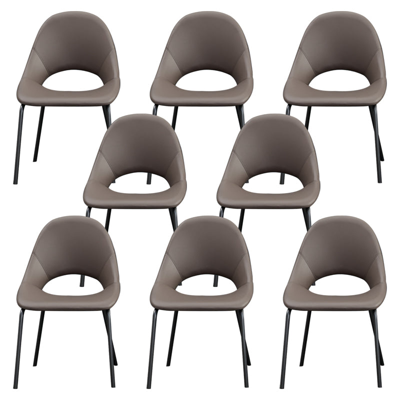 Industrial Dining Chair with Metal Legs Open Back Side Chair for Home Brown 8 Piece Set Clearhalo 'Dining Chairs' 'Dining Tables & Seating' 'dining_chair' 'furn' 'furn_dining_chair' 'Furniture' 'Kitchen & Dining Furniture' 5971194
