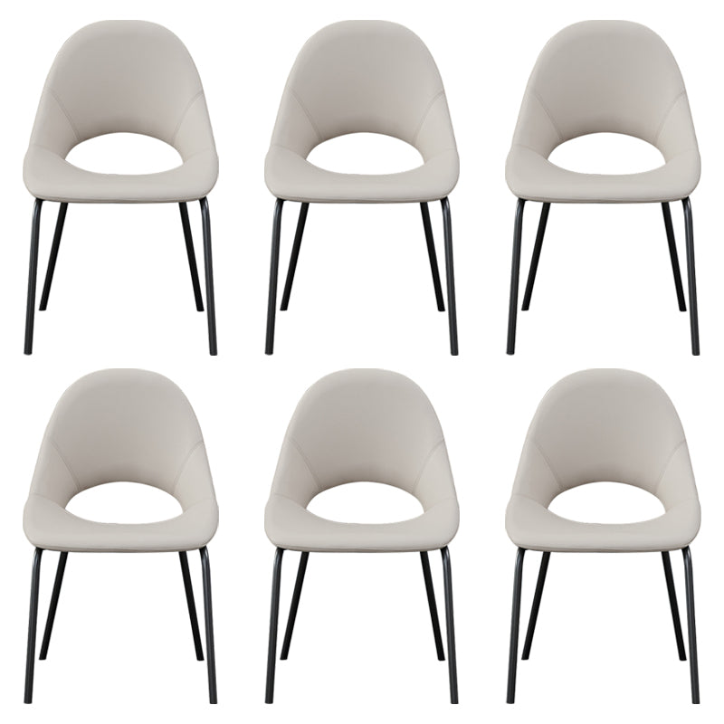 Industrial Dining Chair with Metal Legs Open Back Side Chair for Home Beige 6 Piece Set Clearhalo 'Dining Chairs' 'Dining Tables & Seating' 'dining_chair' 'furn' 'furn_dining_chair' 'Furniture' 'Kitchen & Dining Furniture' 5971202