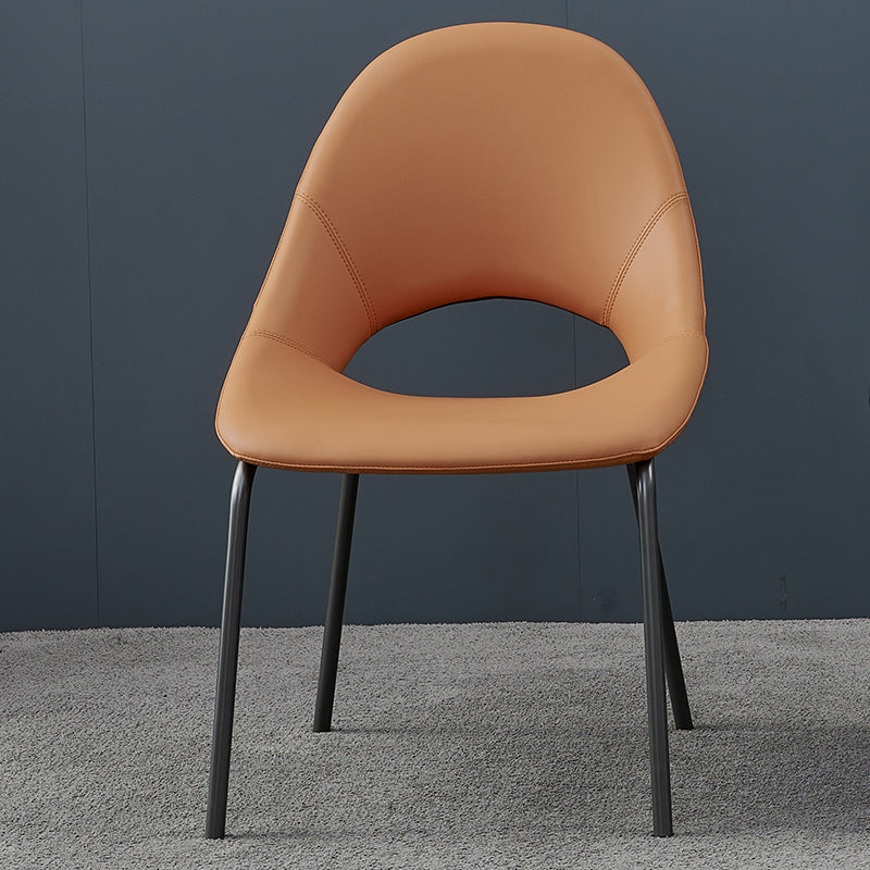 Industrial Dining Chair with Metal Legs Open Back Side Chair for Home Orange 1 Piece Clearhalo 'Dining Chairs' 'Dining Tables & Seating' 'dining_chair' 'furn' 'furn_dining_chair' 'Furniture' 'Kitchen & Dining Furniture' 5971206