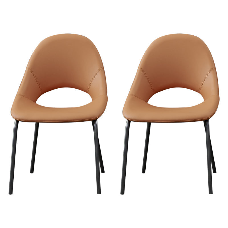 Industrial Dining Chair with Metal Legs Open Back Side Chair for Home Orange 2 Piece Set Clearhalo 'Dining Chairs' 'Dining Tables & Seating' 'dining_chair' 'furn' 'furn_dining_chair' 'Furniture' 'Kitchen & Dining Furniture' 5971207