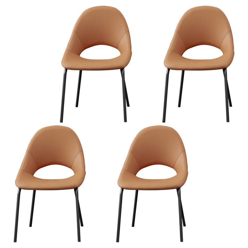 Industrial Dining Chair with Metal Legs Open Back Side Chair for Home Orange 4 Piece Set Clearhalo 'Dining Chairs' 'Dining Tables & Seating' 'dining_chair' 'furn' 'furn_dining_chair' 'Furniture' 'Kitchen & Dining Furniture' 5971208
