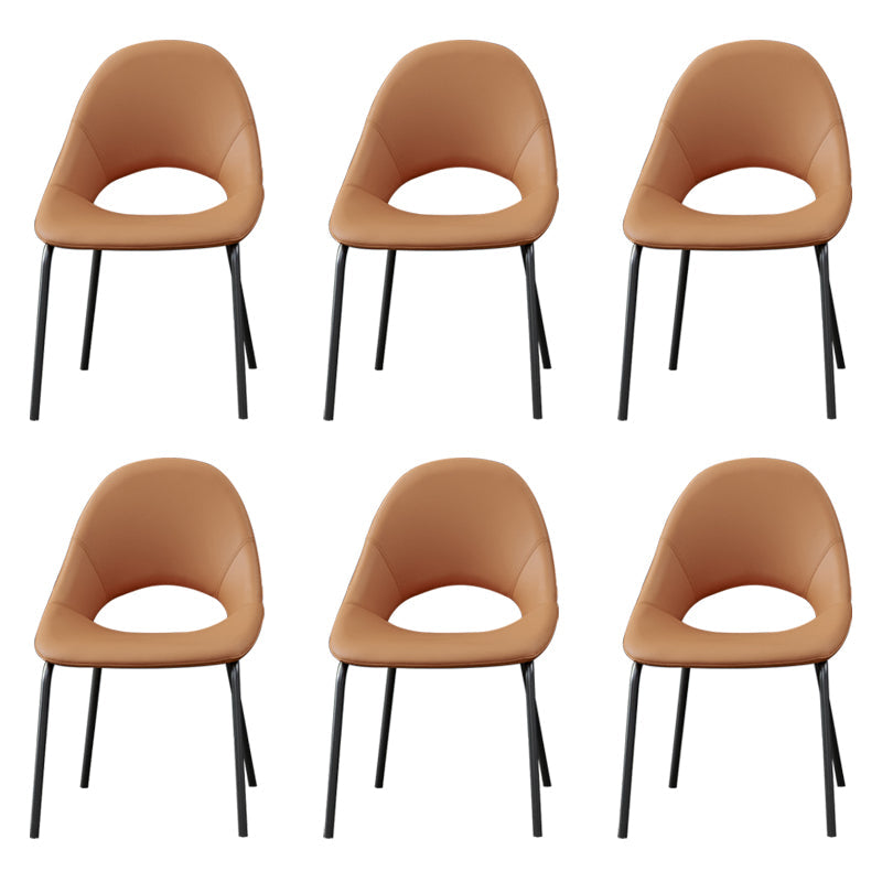 Industrial Dining Chair with Metal Legs Open Back Side Chair for Home Orange 6 Piece Set Clearhalo 'Dining Chairs' 'Dining Tables & Seating' 'dining_chair' 'furn' 'furn_dining_chair' 'Furniture' 'Kitchen & Dining Furniture' 5971209