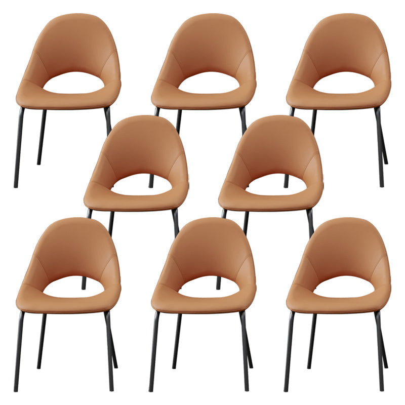 Industrial Dining Chair with Metal Legs Open Back Side Chair for Home Orange 8 Piece Set Clearhalo 'Dining Chairs' 'Dining Tables & Seating' 'dining_chair' 'furn' 'furn_dining_chair' 'Furniture' 'Kitchen & Dining Furniture' 5971210