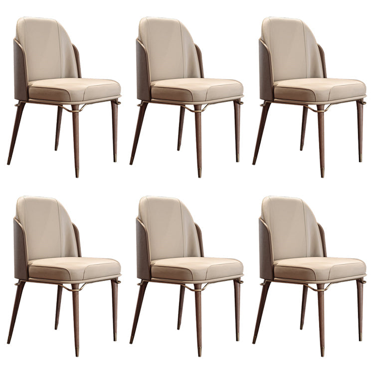 Parsons Dining Accent Chair Glam Armless Dining Chairs for Home Beige-Coffee 6 Piece Set Clearhalo 'Dining Chairs' 'Dining Tables & Seating' 'dining_chair' 'furn' 'furn_dining_chair' 'Furniture' 'Kitchen & Dining Furniture' 5971251