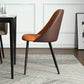 Contemporary Dining Arm Chair with Black Metal Legs Faux Leather Side Chair