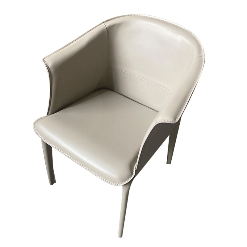 Contemporary Upholstered Arm Chair Solid Back Dining Chair for Dining Room Gray-White 1 Piece Clearhalo 'Dining Chairs' 'Dining Tables & Seating' 'dining_chair' 'furn' 'furn_dining_chair' 'Furniture' 'Kitchen & Dining Furniture' 5971352