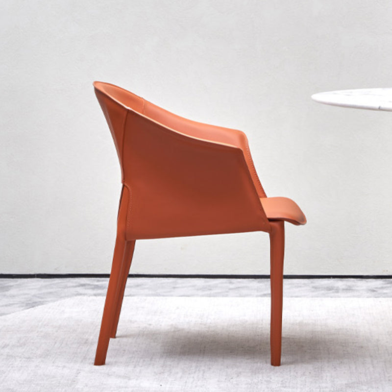 Contemporary Upholstered Arm Chair Solid Back Dining Chair for Dining Room Orange 1 Piece Clearhalo 'Dining Chairs' 'Dining Tables & Seating' 'dining_chair' 'furn' 'furn_dining_chair' 'Furniture' 'Kitchen & Dining Furniture' 5971353