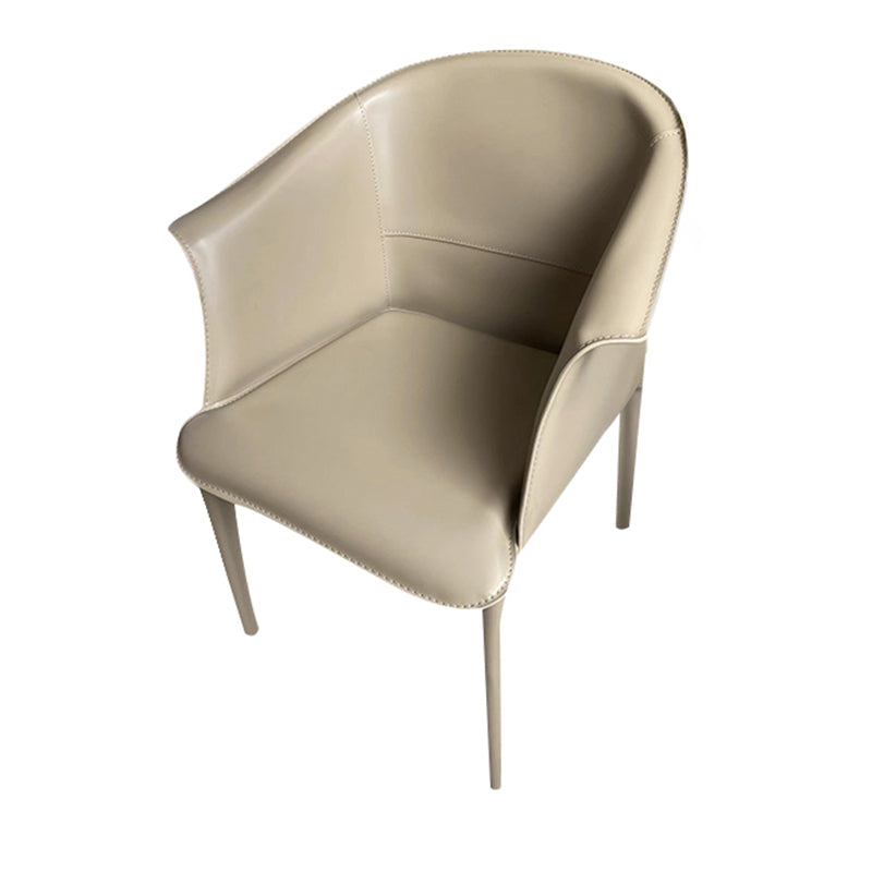 Contemporary Upholstered Arm Chair Solid Back Dining Chair for Dining Room Khaki 1 Piece Clearhalo 'Dining Chairs' 'Dining Tables & Seating' 'dining_chair' 'furn' 'furn_dining_chair' 'Furniture' 'Kitchen & Dining Furniture' 5971356