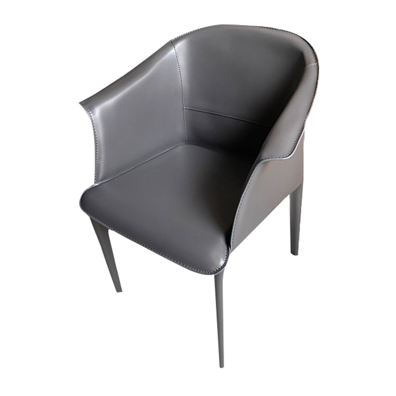 Contemporary Upholstered Arm Chair Solid Back Dining Chair for Dining Room Dark Gray 1 Piece Clearhalo 'Dining Chairs' 'Dining Tables & Seating' 'dining_chair' 'furn' 'furn_dining_chair' 'Furniture' 'Kitchen & Dining Furniture' 5971358