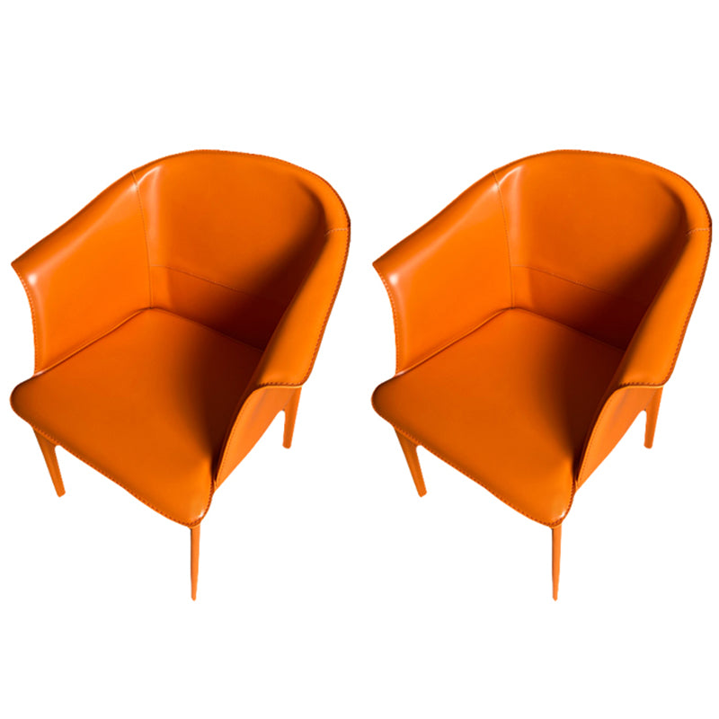 Contemporary Upholstered Arm Chair Solid Back Dining Chair for Dining Room Orange 2 Piece Set Clearhalo 'Dining Chairs' 'Dining Tables & Seating' 'dining_chair' 'furn' 'furn_dining_chair' 'Furniture' 'Kitchen & Dining Furniture' 5971361