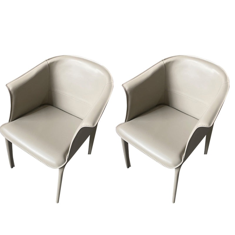 Contemporary Upholstered Arm Chair Solid Back Dining Chair for Dining Room Gray-White 2 Piece Set Clearhalo 'Dining Chairs' 'Dining Tables & Seating' 'dining_chair' 'furn' 'furn_dining_chair' 'Furniture' 'Kitchen & Dining Furniture' 5971365