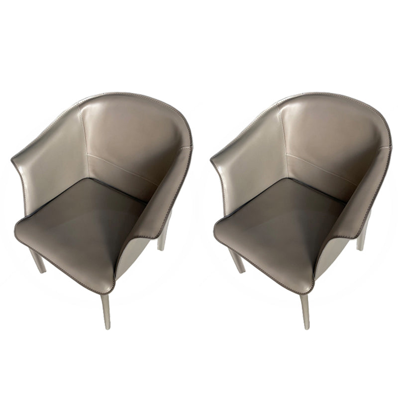 Contemporary Upholstered Arm Chair Solid Back Dining Chair for Dining Room Silver Gray 2 Piece Set Clearhalo 'Dining Chairs' 'Dining Tables & Seating' 'dining_chair' 'furn' 'furn_dining_chair' 'Furniture' 'Kitchen & Dining Furniture' 5971367