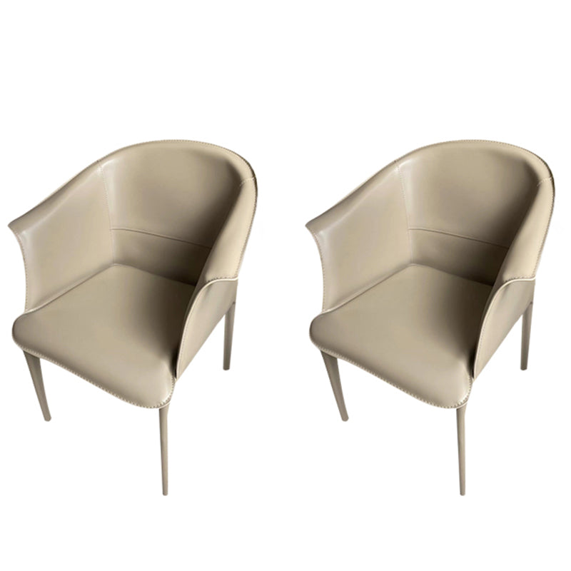 Contemporary Upholstered Arm Chair Solid Back Dining Chair for Dining Room Khaki 2 Piece Set Clearhalo 'Dining Chairs' 'Dining Tables & Seating' 'dining_chair' 'furn' 'furn_dining_chair' 'Furniture' 'Kitchen & Dining Furniture' 5971368