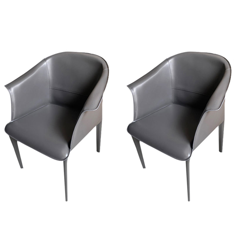 Contemporary Upholstered Arm Chair Solid Back Dining Chair for Dining Room Dark Gray 2 Piece Set Clearhalo 'Dining Chairs' 'Dining Tables & Seating' 'dining_chair' 'furn' 'furn_dining_chair' 'Furniture' 'Kitchen & Dining Furniture' 5971369