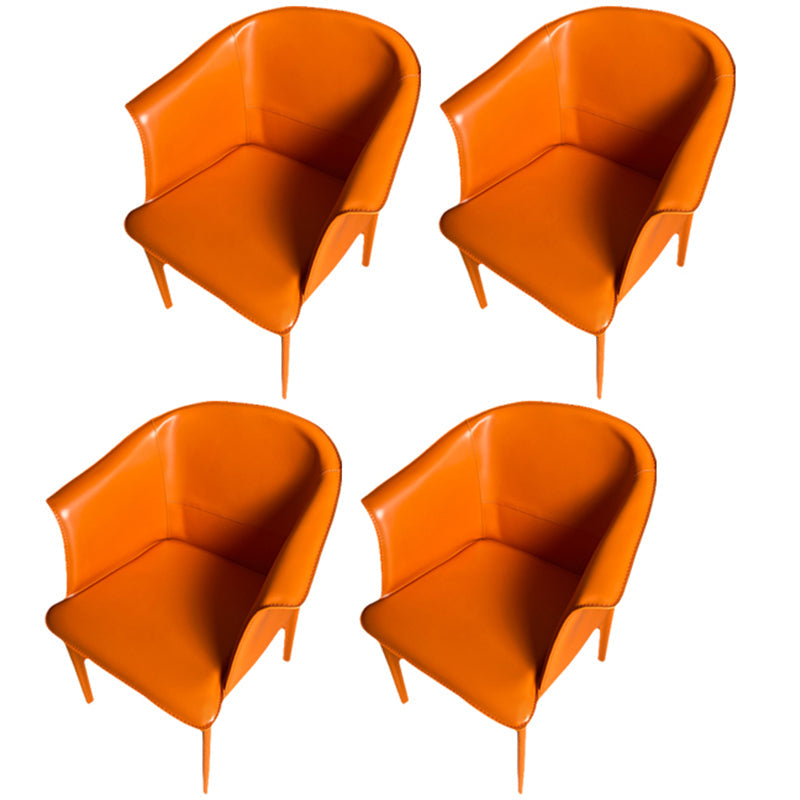 Contemporary Upholstered Arm Chair Solid Back Dining Chair for Dining Room Orange 4 Piece Set Clearhalo 'Dining Chairs' 'Dining Tables & Seating' 'dining_chair' 'furn' 'furn_dining_chair' 'Furniture' 'Kitchen & Dining Furniture' 5971370