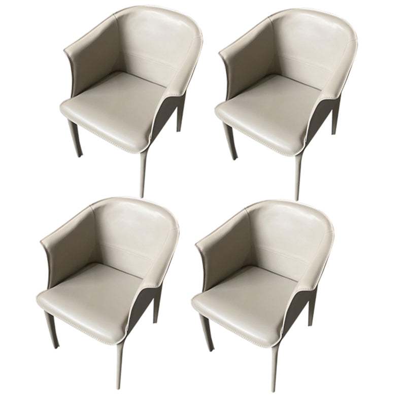 Contemporary Upholstered Arm Chair Solid Back Dining Chair for Dining Room Gray-White 4 Piece Set Clearhalo 'Dining Chairs' 'Dining Tables & Seating' 'dining_chair' 'furn' 'furn_dining_chair' 'Furniture' 'Kitchen & Dining Furniture' 5971372