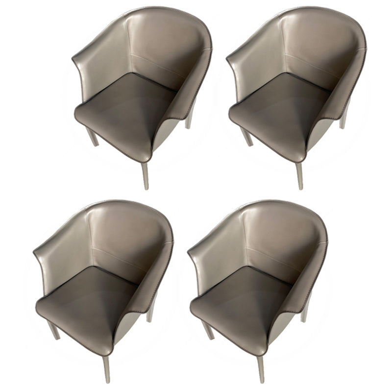 Contemporary Upholstered Arm Chair Solid Back Dining Chair for Dining Room Silver Gray 4 Piece Set Clearhalo 'Dining Chairs' 'Dining Tables & Seating' 'dining_chair' 'furn' 'furn_dining_chair' 'Furniture' 'Kitchen & Dining Furniture' 5971373