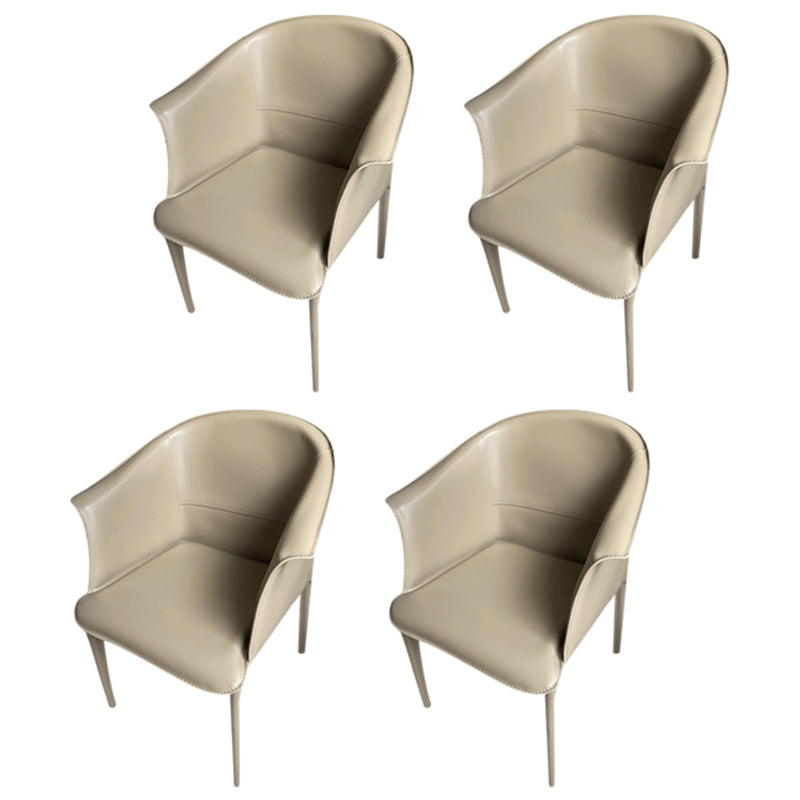 Contemporary Upholstered Arm Chair Solid Back Dining Chair for Dining Room Khaki 4 Piece Set Clearhalo 'Dining Chairs' 'Dining Tables & Seating' 'dining_chair' 'furn' 'furn_dining_chair' 'Furniture' 'Kitchen & Dining Furniture' 5971374