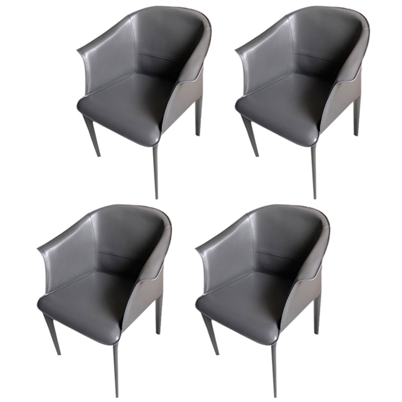 Contemporary Upholstered Arm Chair Solid Back Dining Chair for Dining Room Dark Gray 4 Piece Set Clearhalo 'Dining Chairs' 'Dining Tables & Seating' 'dining_chair' 'furn' 'furn_dining_chair' 'Furniture' 'Kitchen & Dining Furniture' 5971375