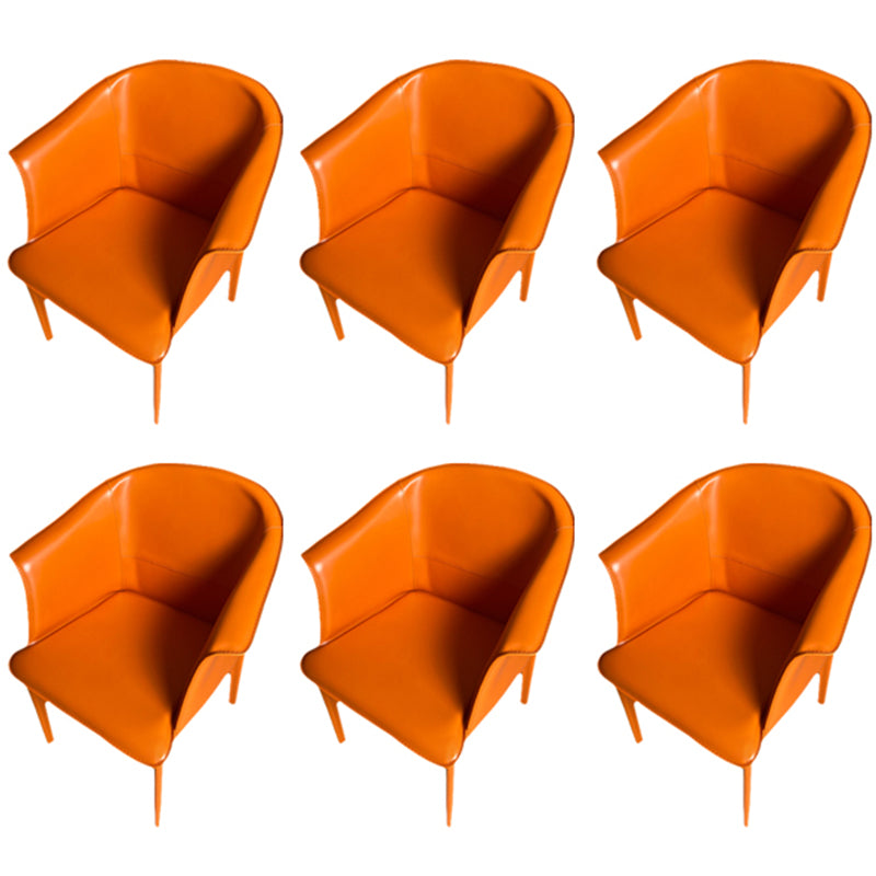 Contemporary Upholstered Arm Chair Solid Back Dining Chair for Dining Room Orange 6 Piece Set Clearhalo 'Dining Chairs' 'Dining Tables & Seating' 'dining_chair' 'furn' 'furn_dining_chair' 'Furniture' 'Kitchen & Dining Furniture' 5971376