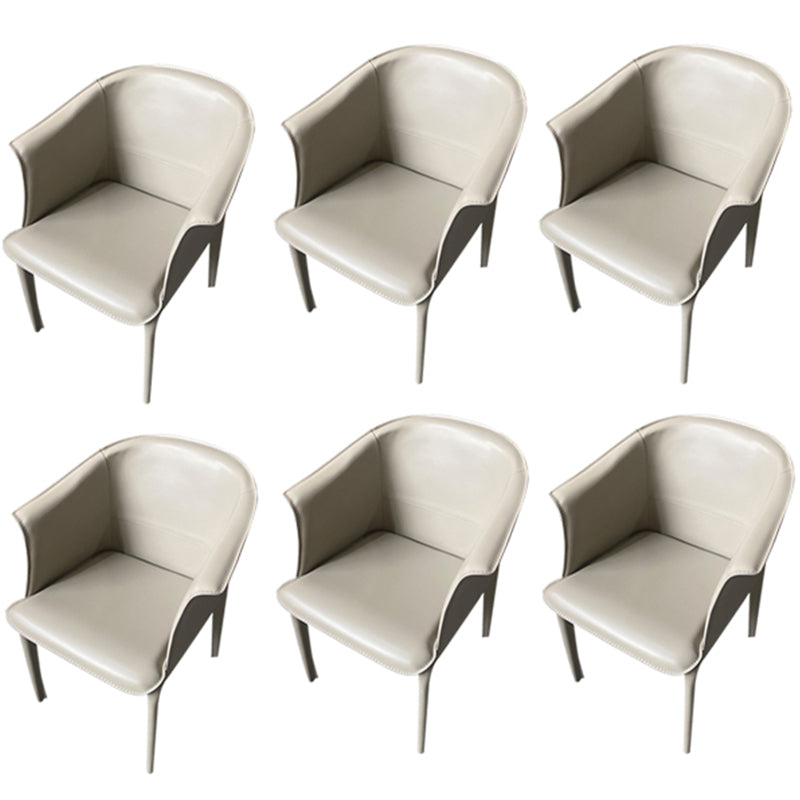 Contemporary Upholstered Arm Chair Solid Back Dining Chair for Dining Room Gray-White 6 Piece Set Clearhalo 'Dining Chairs' 'Dining Tables & Seating' 'dining_chair' 'furn' 'furn_dining_chair' 'Furniture' 'Kitchen & Dining Furniture' 5971378